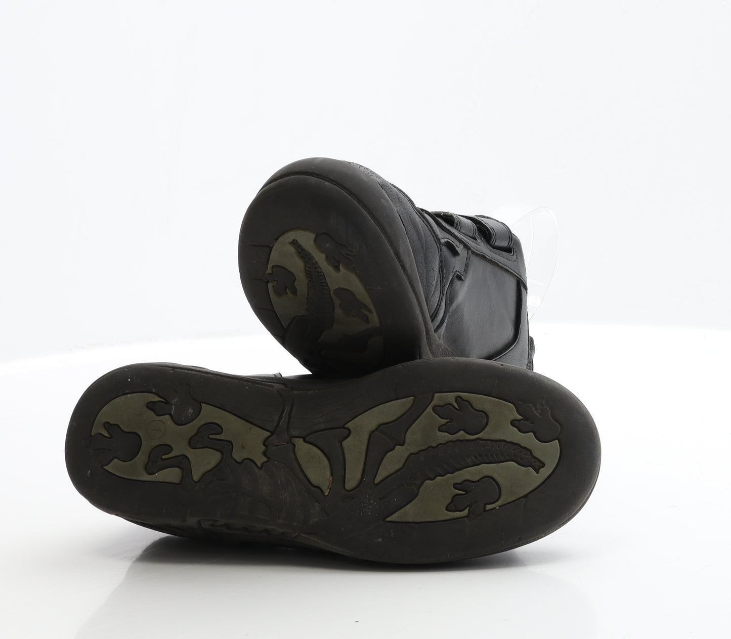 George Boys Black Polyester Trainer Casual UK 2 - Dinosaur Detail