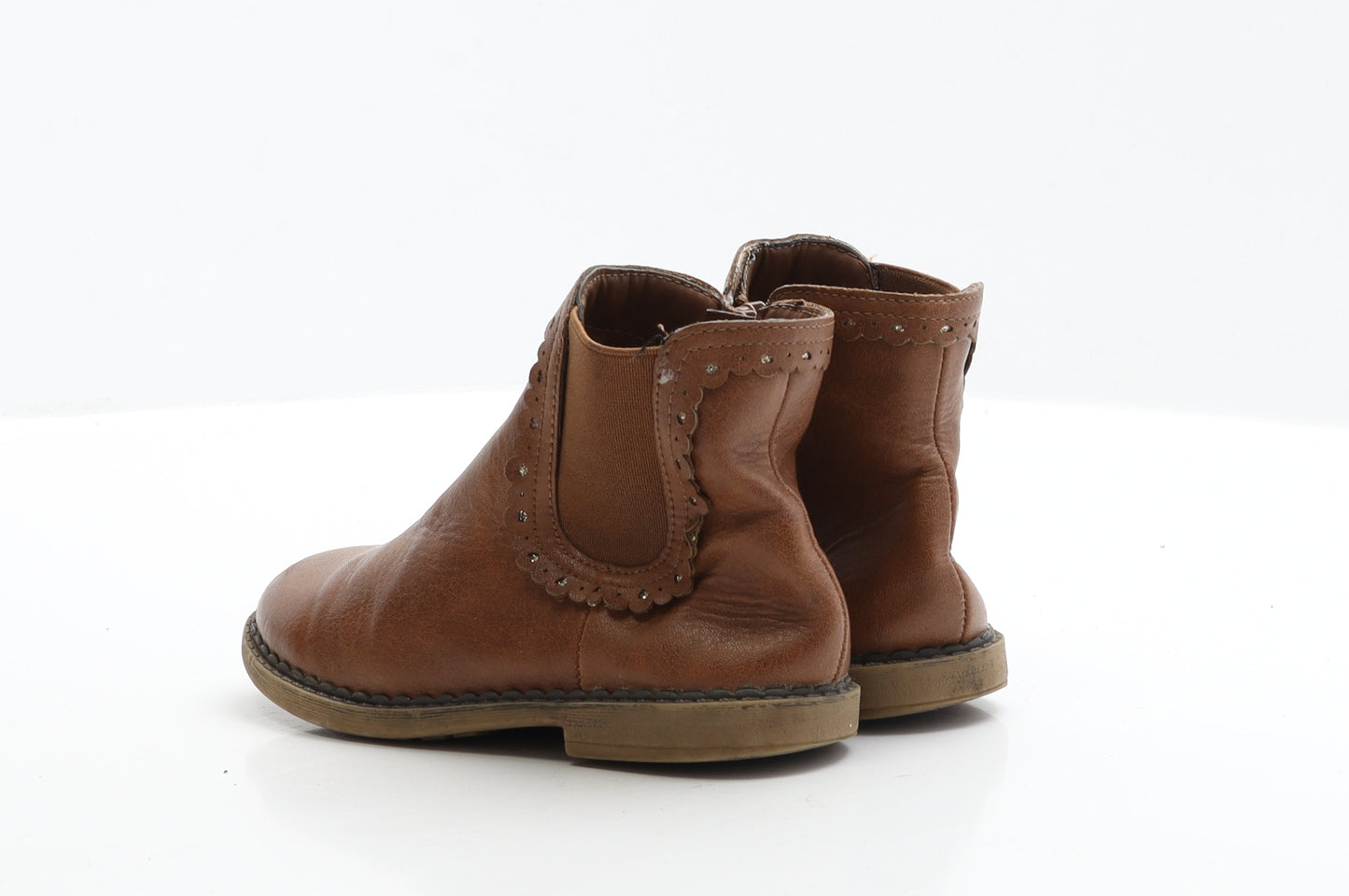 George Girls Brown Faux Leather Chelsea Boot UK 10 EUR 28