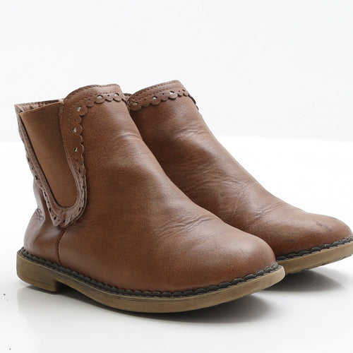 George Girls Brown Faux Leather Chelsea Boot UK 10 EUR 28