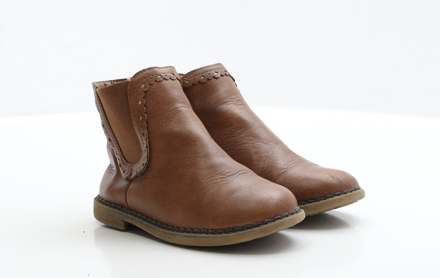 George Girls Brown Faux Leather Chelsea Boot UK 10 EUR 28