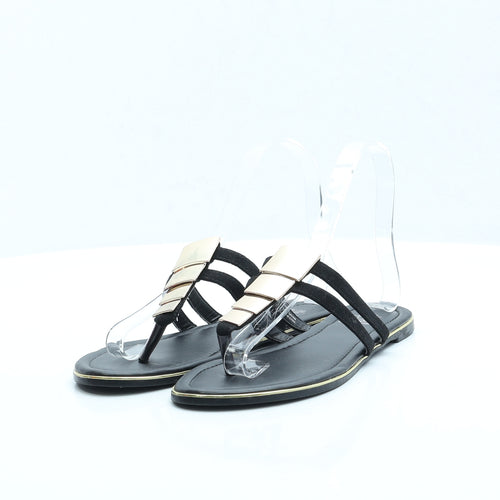F&F Womens Black Polyester Thong Sandal UK 3 EUR 36