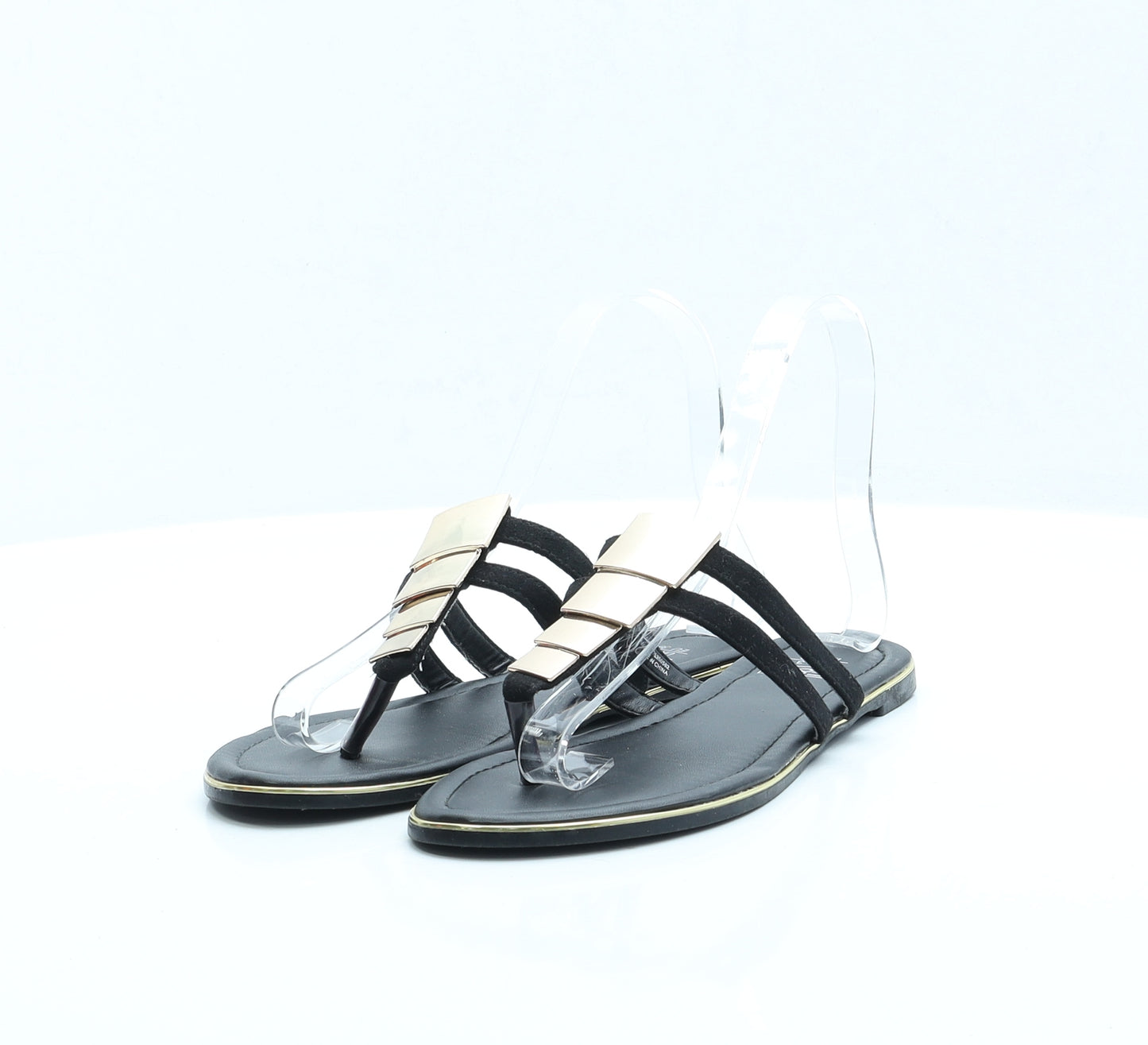 F&F Womens Black Polyester Thong Sandal UK 3 EUR 36