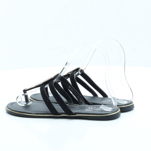 F&F Womens Black Polyester Thong Sandal UK 3 EUR 36