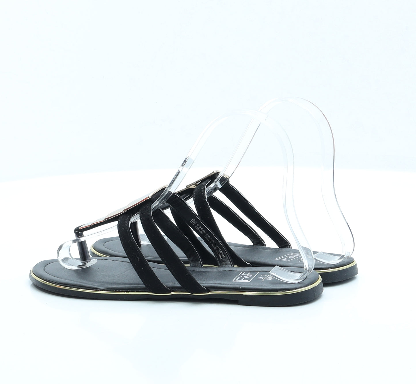 F&F Womens Black Polyester Thong Sandal UK 3 EUR 36