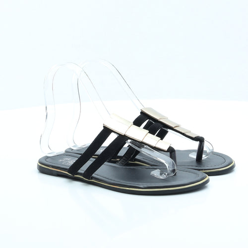 F&F Womens Black Polyester Thong Sandal UK 3 EUR 36