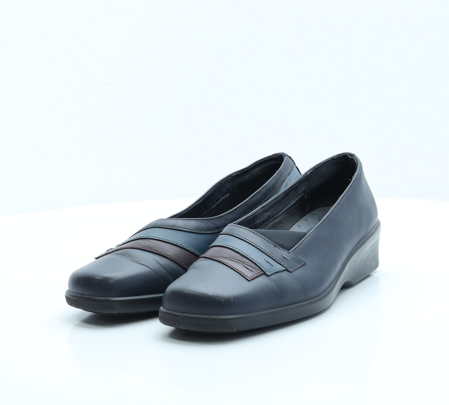 Hotter Womens Blue Faux Leather Loafer Flat UK 7