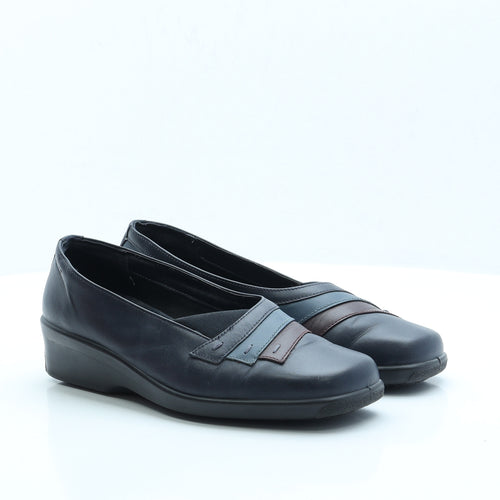Hotter Womens Blue Faux Leather Loafer Flat UK 7