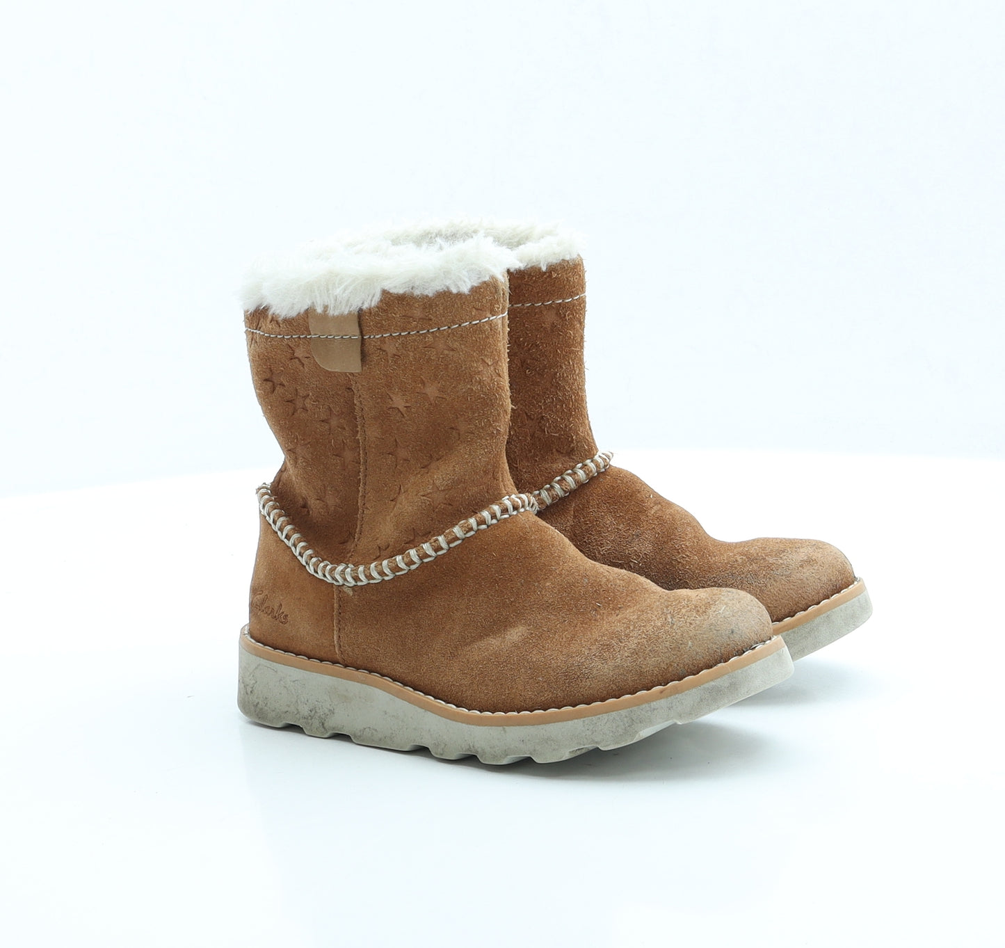 Clarks Girls Brown Polyester Shearling Style Boot UK 10