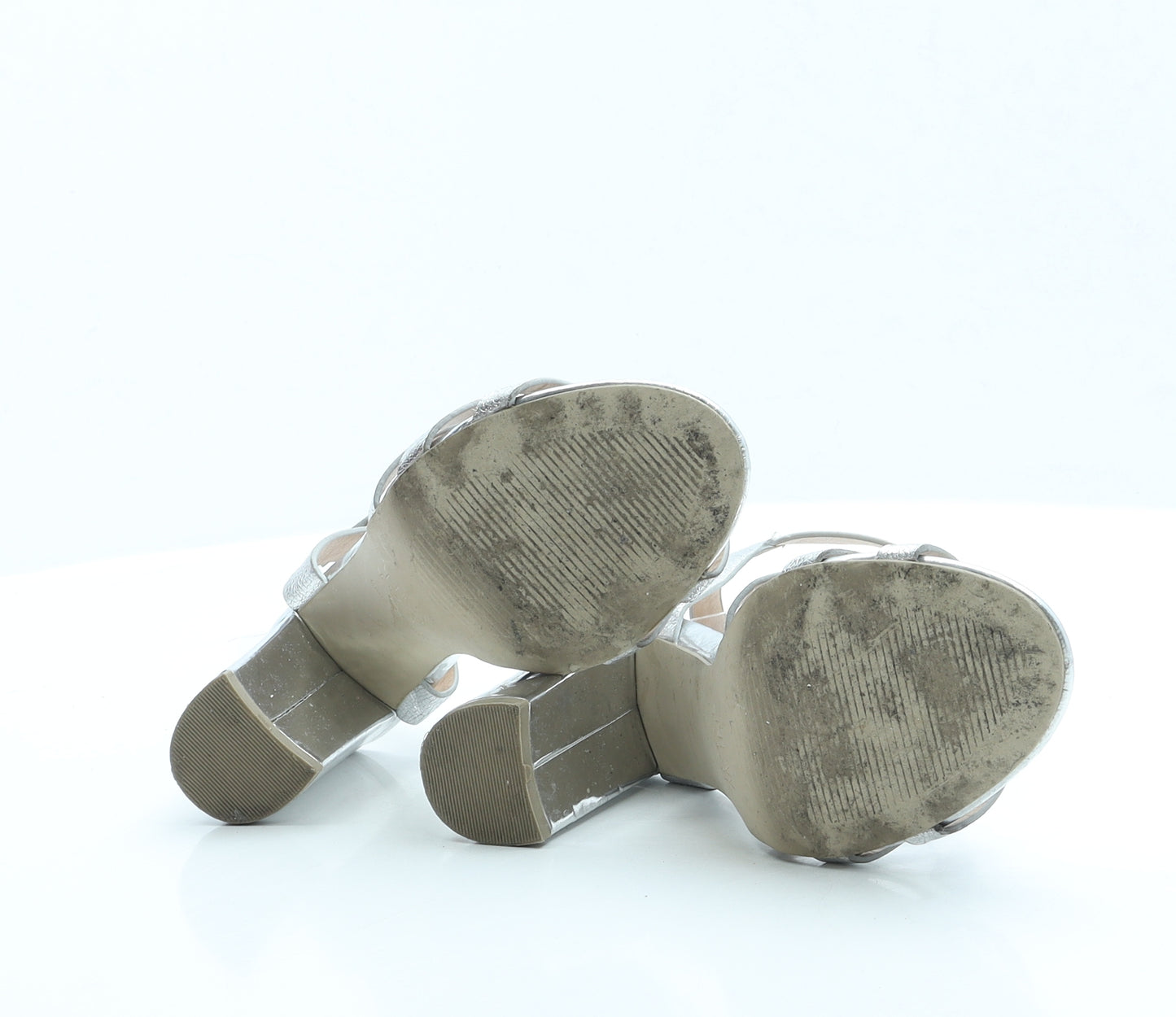 New Look Womens Silver Polyester Strappy Heel UK 4 EUR 37