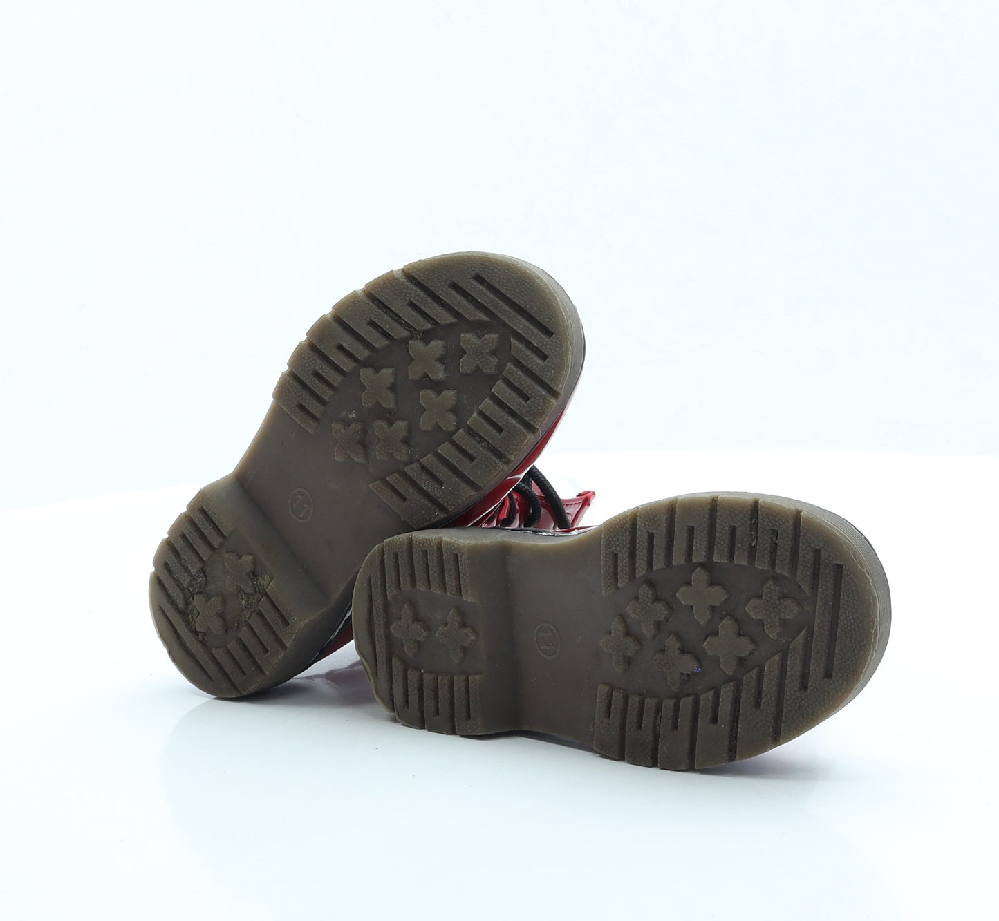 Dunnes Girls Red Vinyl Combat Boot UK 11