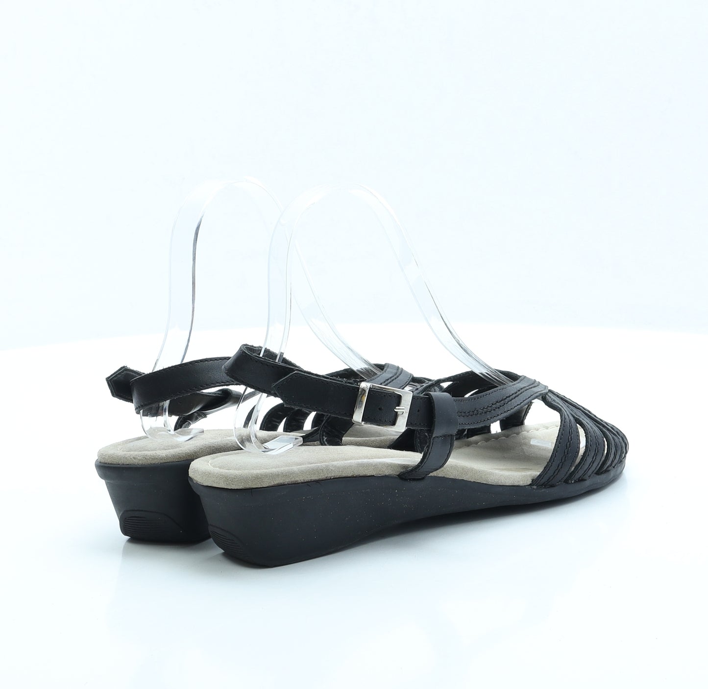 TLC Womens Black Leather Slingback Sandal UK 7