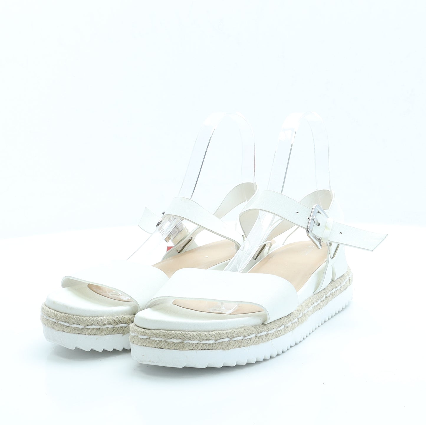 Papaya Womens White Polyester Strappy Sandal UK 7 EUR 41 - Wide Fit