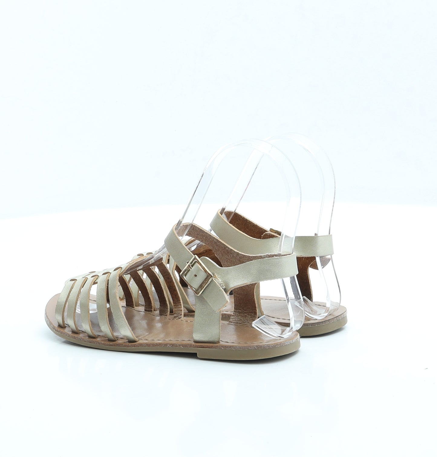 Nutmeg Girls Gold Faux Leather Strappy Sandal UK 12