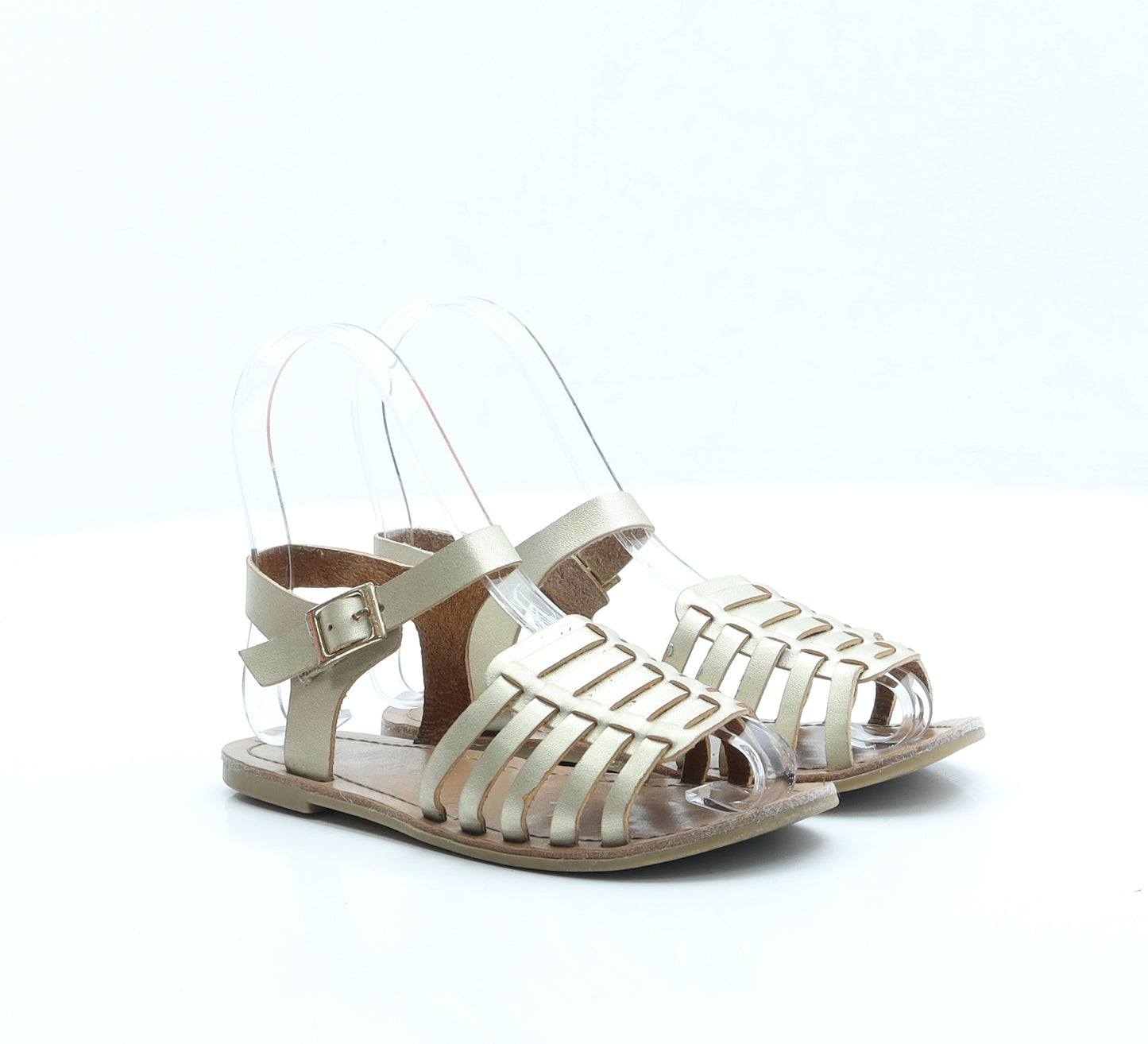 Nutmeg Girls Gold Faux Leather Strappy Sandal UK 12