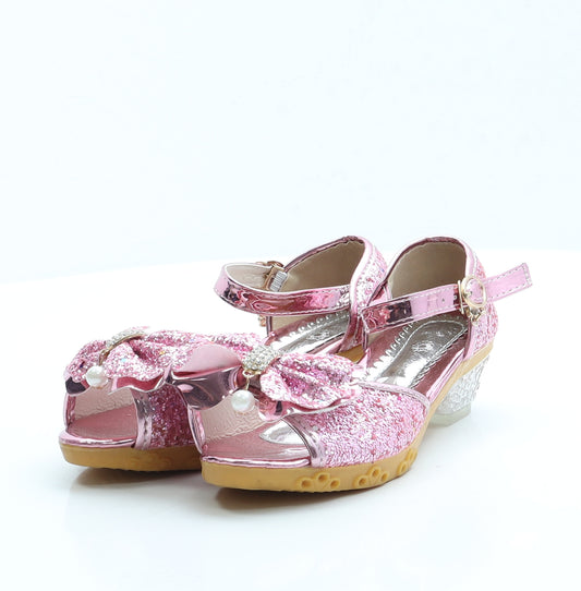 Preworn Girls Orange Polyester Strappy Heel UK 1