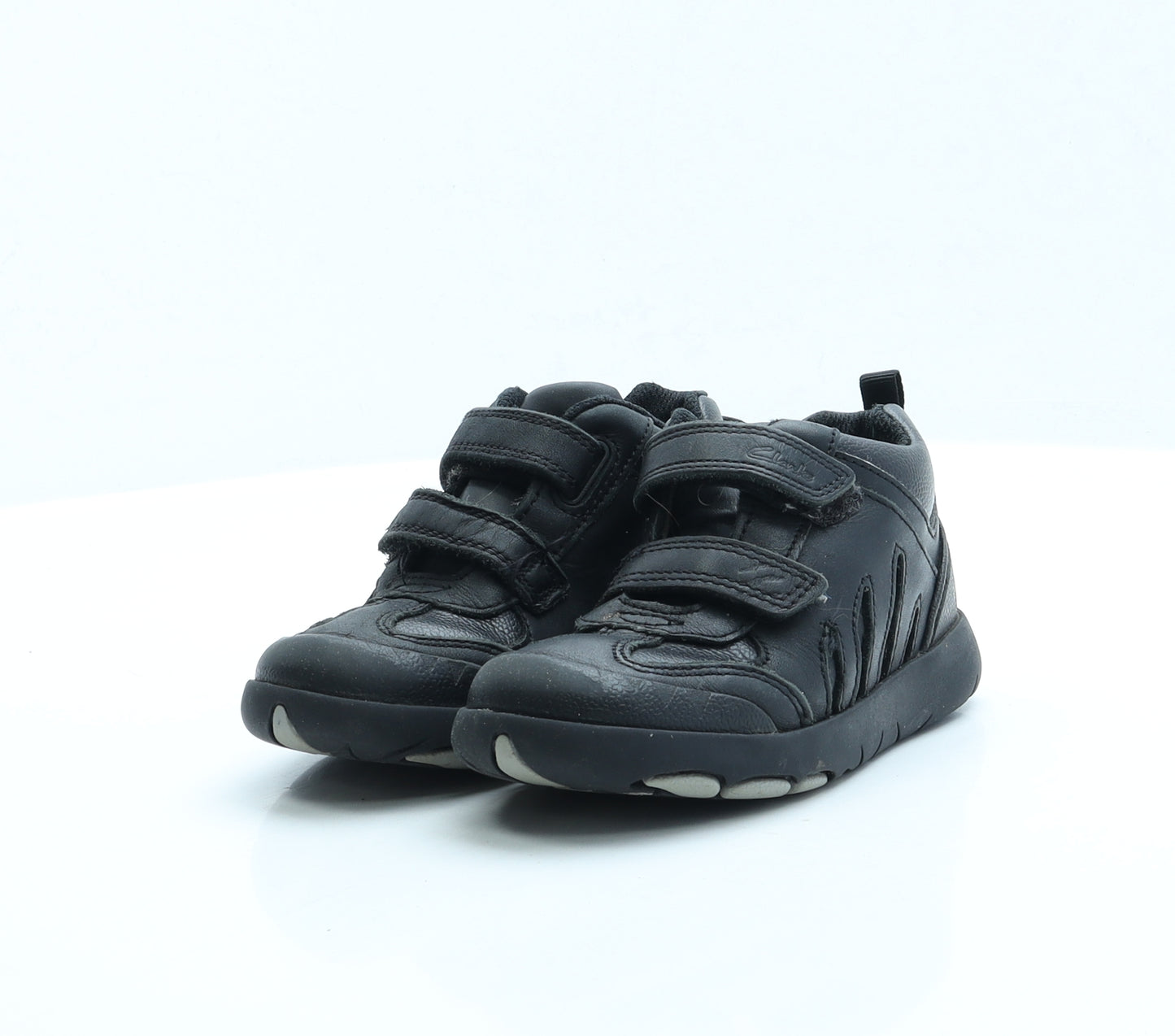 Clarks Boys Black Faux Leather Trainer UK 9.5 - School