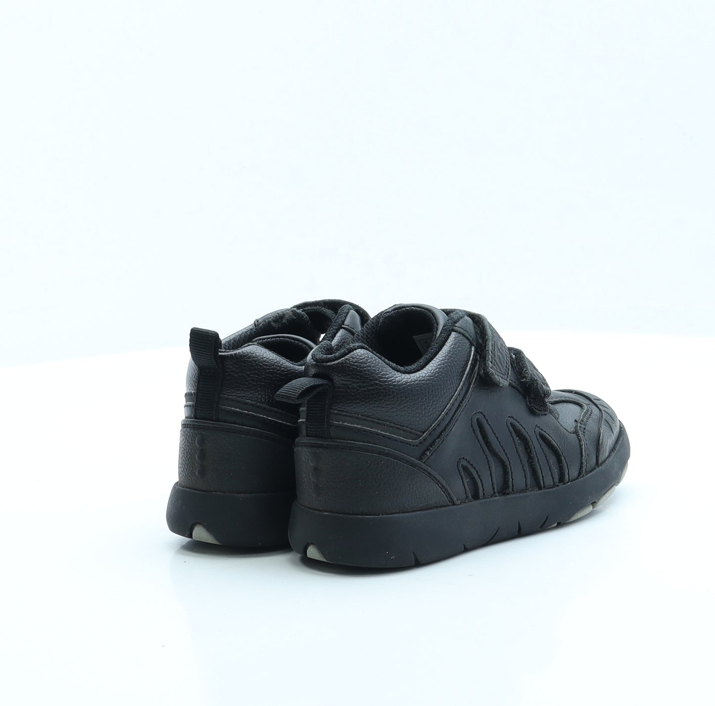 Clarks Boys Black Faux Leather Trainer UK 9.5 - School