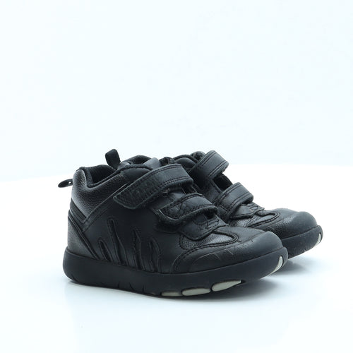Clarks Boys Black Faux Leather Trainer UK 9.5 - School