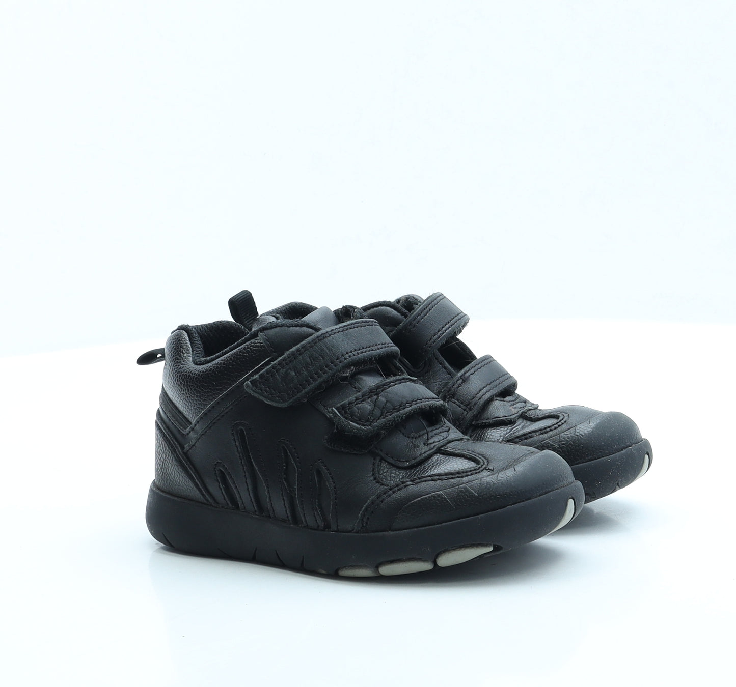 Clarks Boys Black Faux Leather Trainer UK 9.5 - School