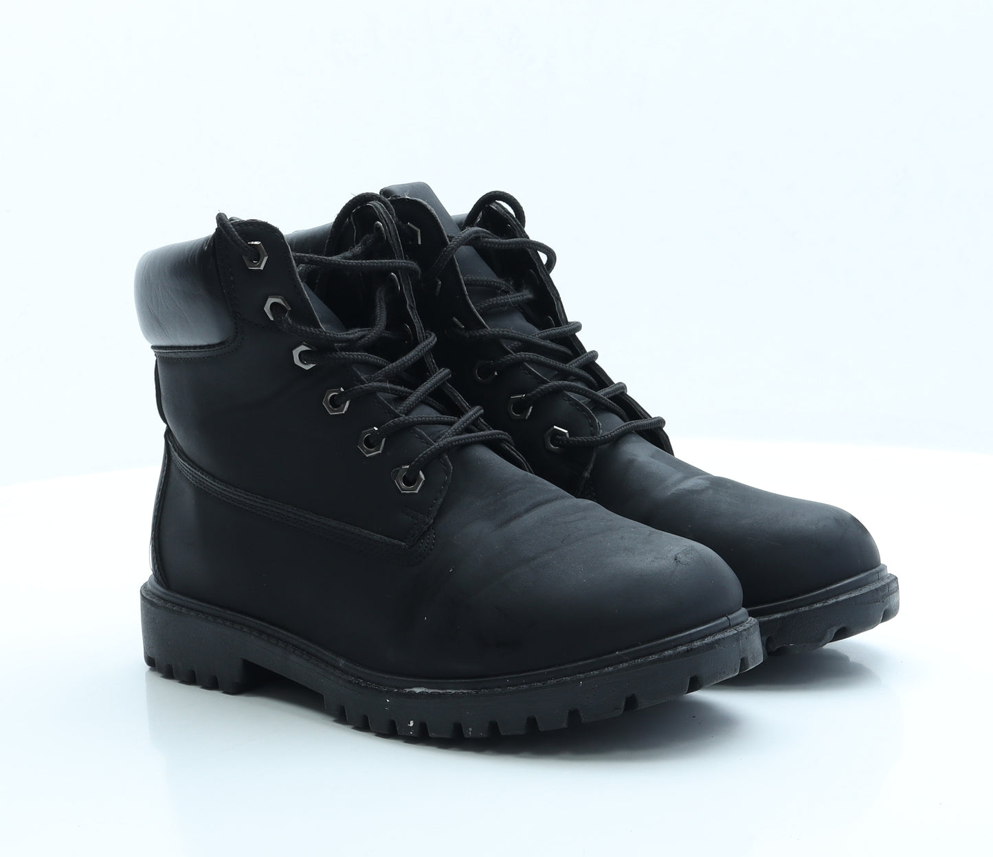 Krush Womens Black Faux Leather Combat Boot UK 8