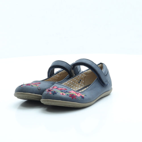 F&F Girls Blue Fair Isle Faux Leather Mary Jane Flat UK 8 EUR 26