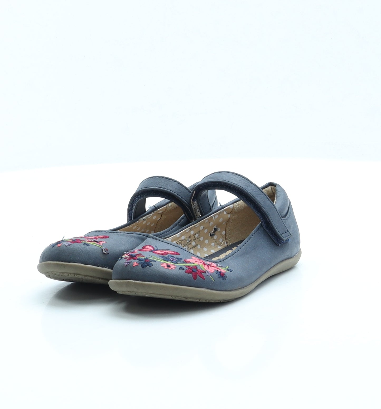 F&F Girls Blue Fair Isle Faux Leather Mary Jane Flat UK 8 EUR 26