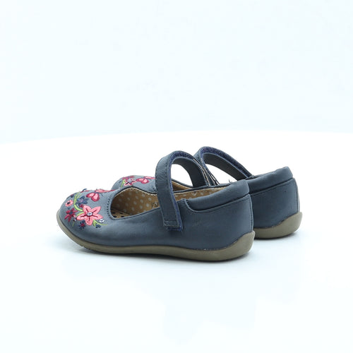 F&F Girls Blue Fair Isle Faux Leather Mary Jane Flat UK 8 EUR 26