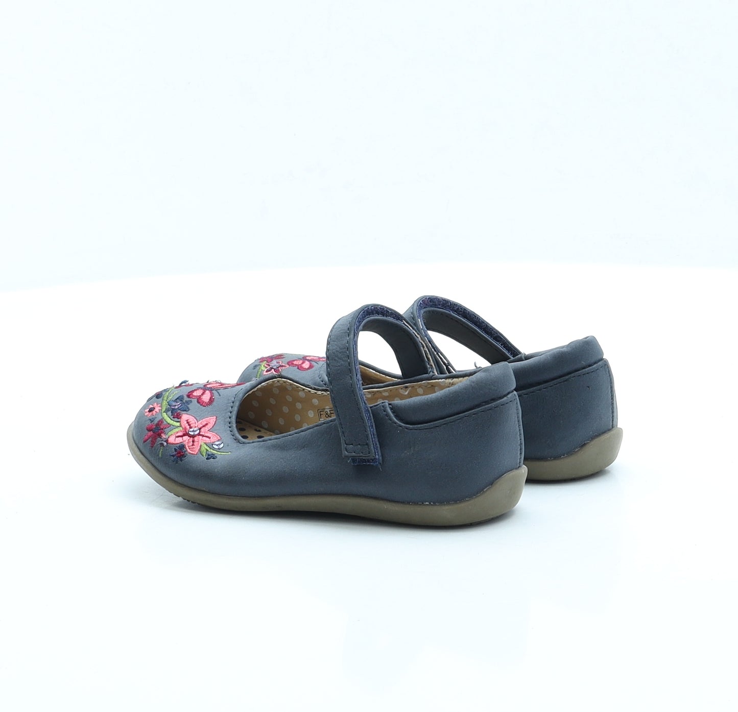 F&F Girls Blue Fair Isle Faux Leather Mary Jane Flat UK 8 EUR 26