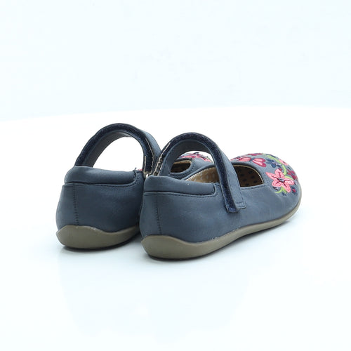 F&F Girls Blue Fair Isle Faux Leather Mary Jane Flat UK 8 EUR 26