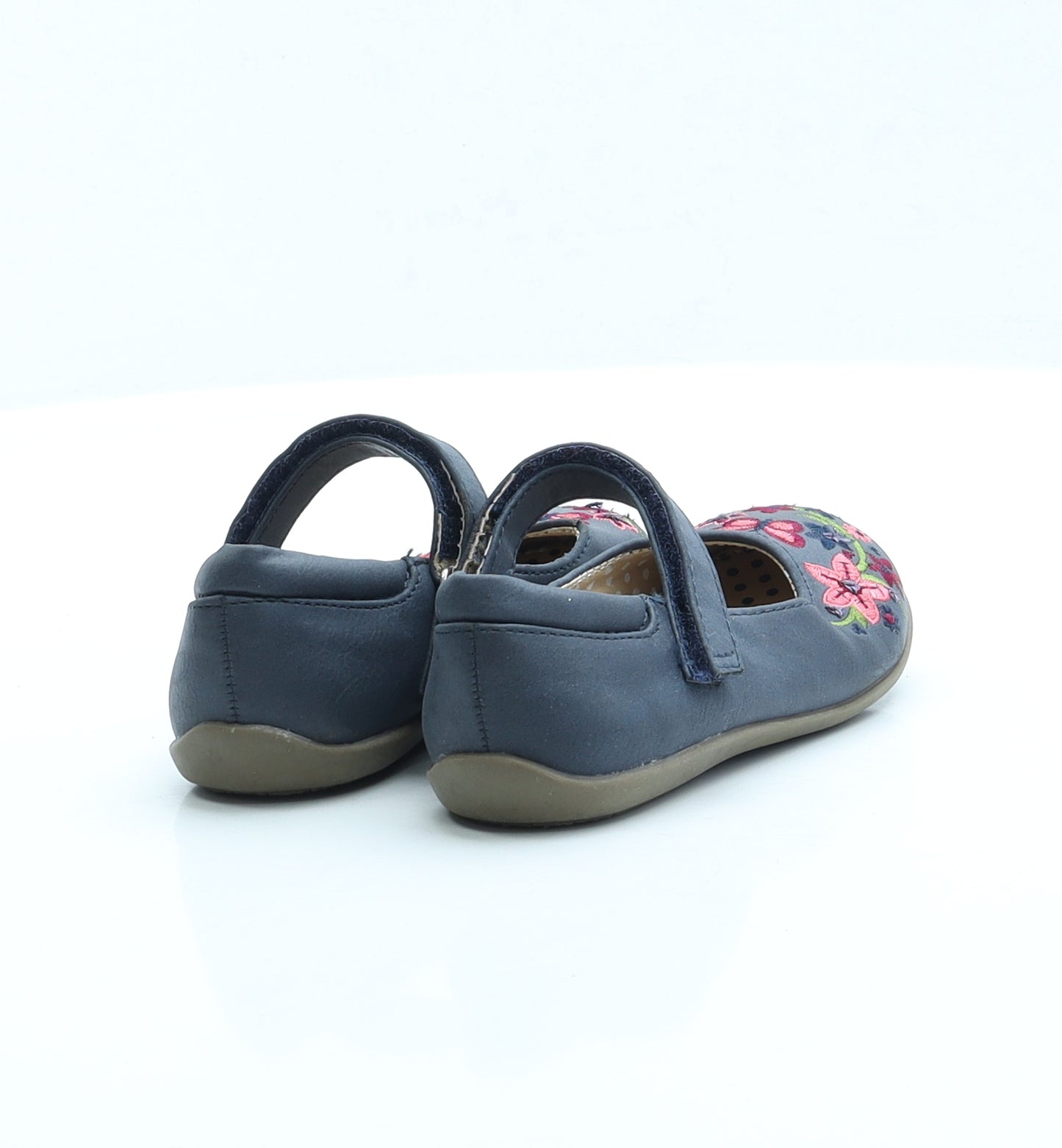 F&F Girls Blue Fair Isle Faux Leather Mary Jane Flat UK 8 EUR 26