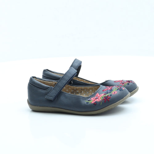 F&F Girls Blue Fair Isle Faux Leather Mary Jane Flat UK 8 EUR 26
