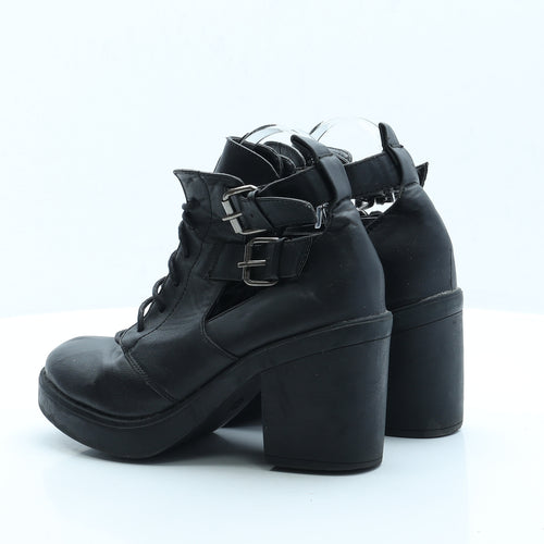 Deep 7 Womens Black Faux Leather Bootie Boot UK 6 EUR 39