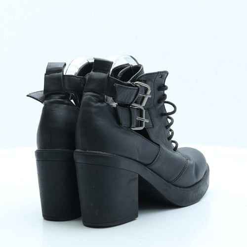 Deep 7 Womens Black Faux Leather Bootie Boot UK 6 EUR 39