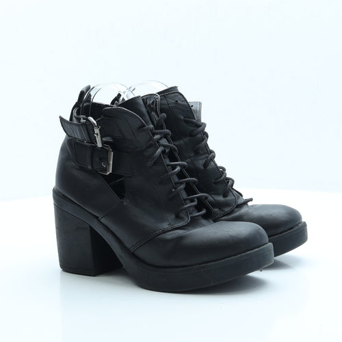 Deep 7 Womens Black Faux Leather Bootie Boot UK 6 EUR 39