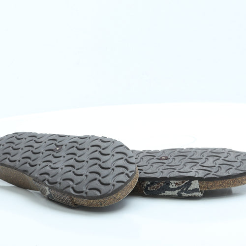 F&F Womens Brown Animal Print Leather Slip On Sandal UK 6 EUR 39