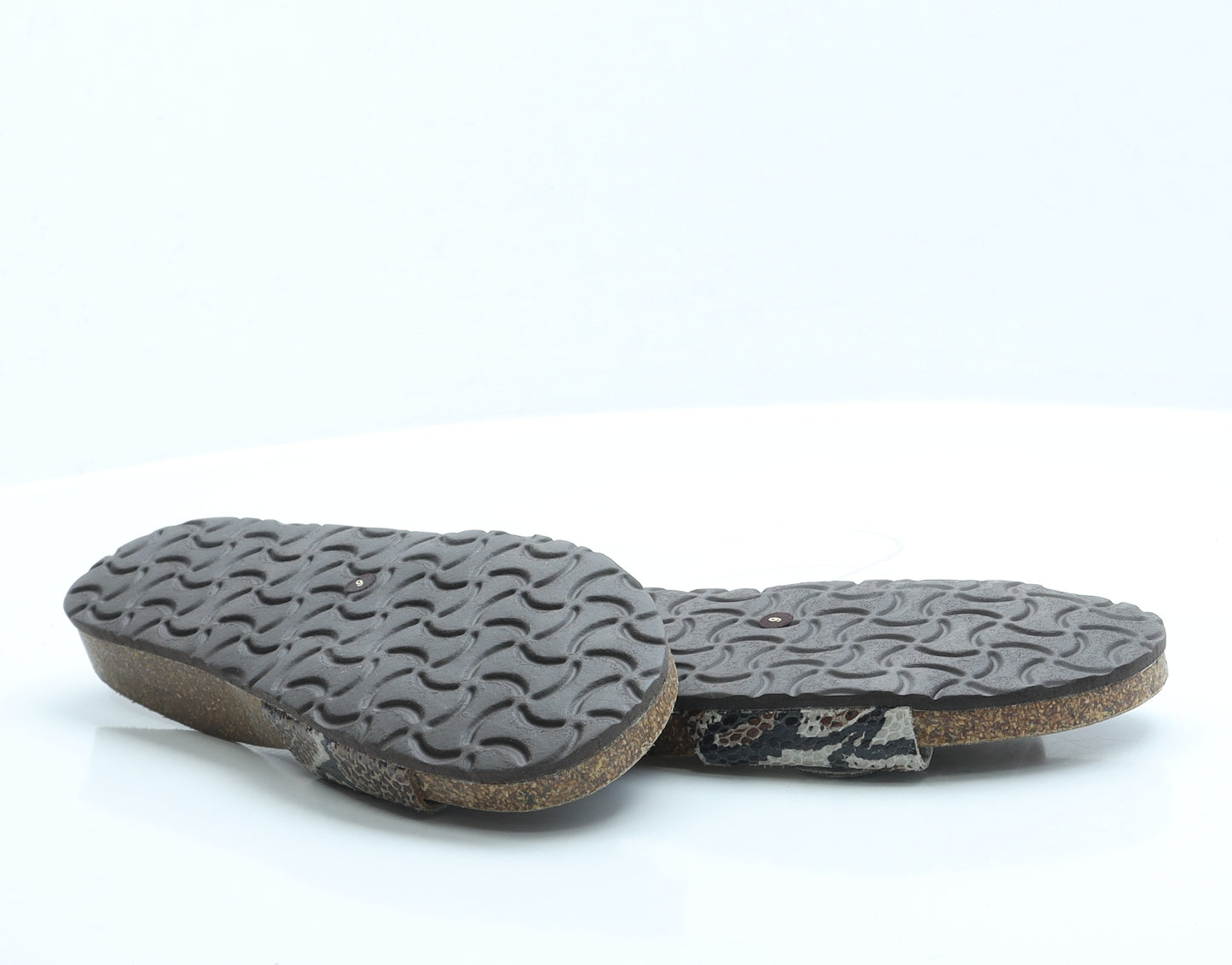 F&F Womens Brown Animal Print Leather Slip On Sandal UK 6 EUR 39