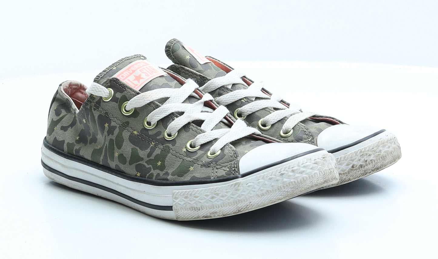 Converse Womens Green Camouflage Polyester Trainer UK 4 EUR 37