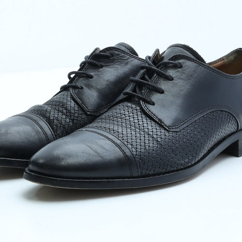 Marks and Spencer Mens Black Faux Leather Oxford Dress UK 7 EUR 40