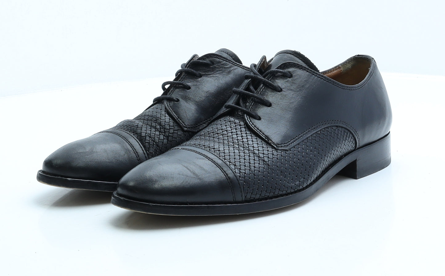 Marks and Spencer Mens Black Faux Leather Oxford Dress UK 7 EUR 40