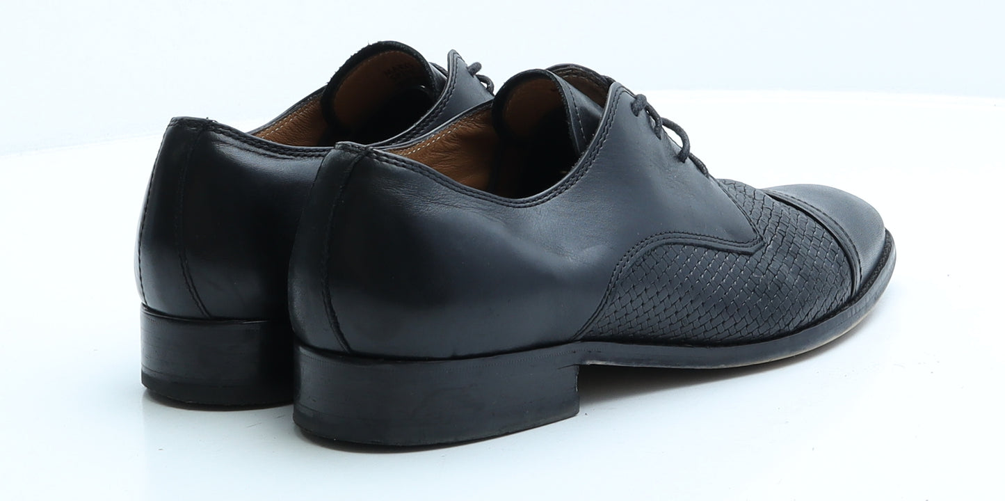 Marks and Spencer Mens Black Faux Leather Oxford Dress UK 7 EUR 40