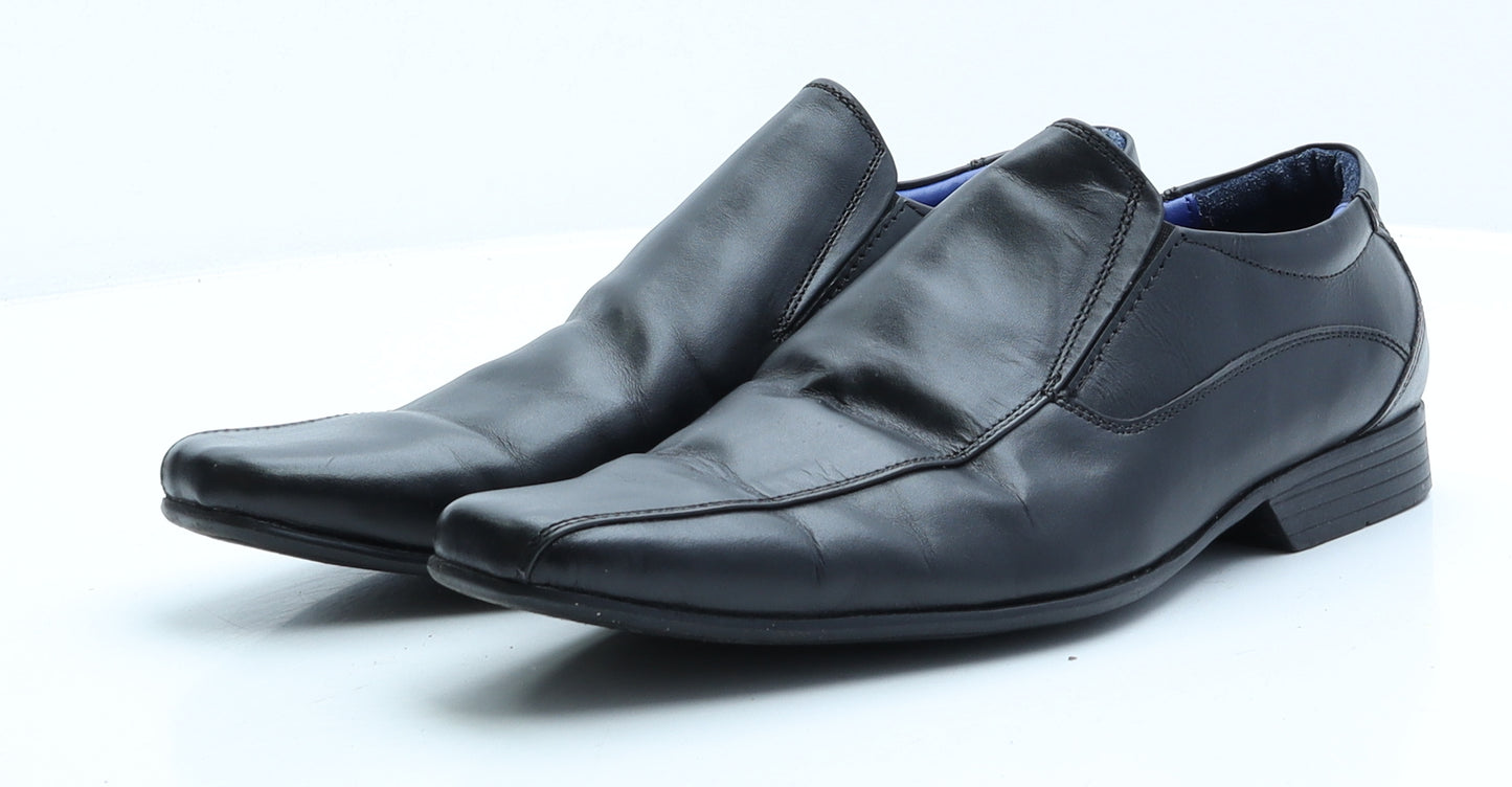 PSL Mens Black Faux Leather Oxford Dress UK 10 EUR 43