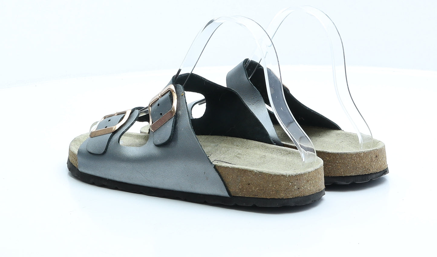 Avenue Womens Silver Faux Leather Slip On Sandal UK 6 EUR 39