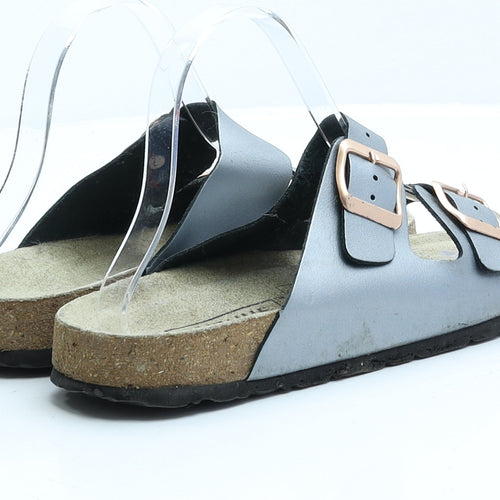 Avenue Womens Silver Faux Leather Slip On Sandal UK 6 EUR 39