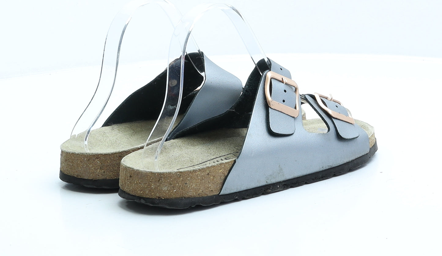 Avenue Womens Silver Faux Leather Slip On Sandal UK 6 EUR 39