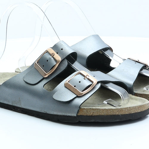 Avenue Womens Silver Faux Leather Slip On Sandal UK 6 EUR 39