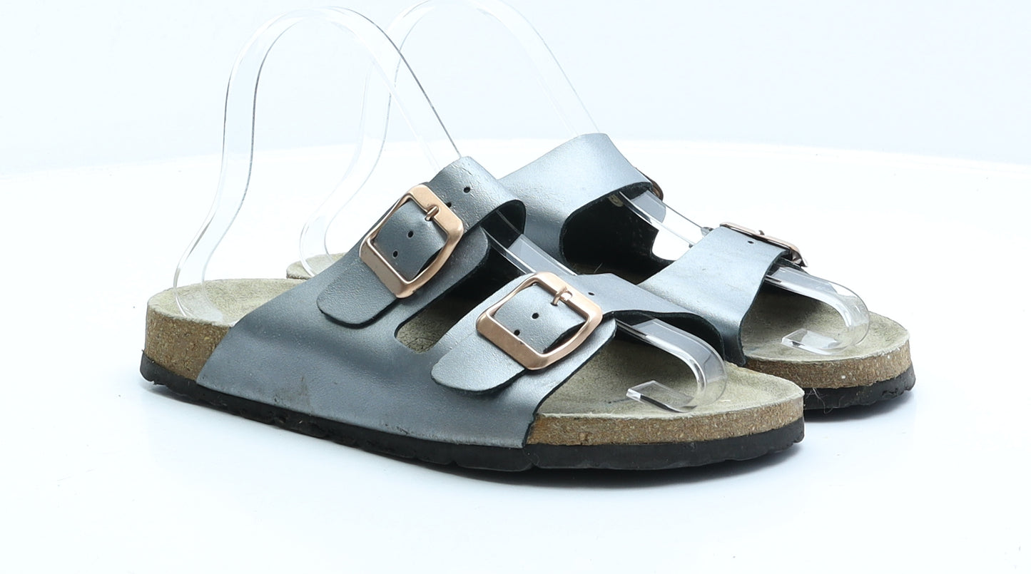 Avenue Womens Silver Faux Leather Slip On Sandal UK 6 EUR 39