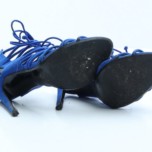 Zara Womens Blue Faux Suede Strappy Heel UK 4 EUR 37