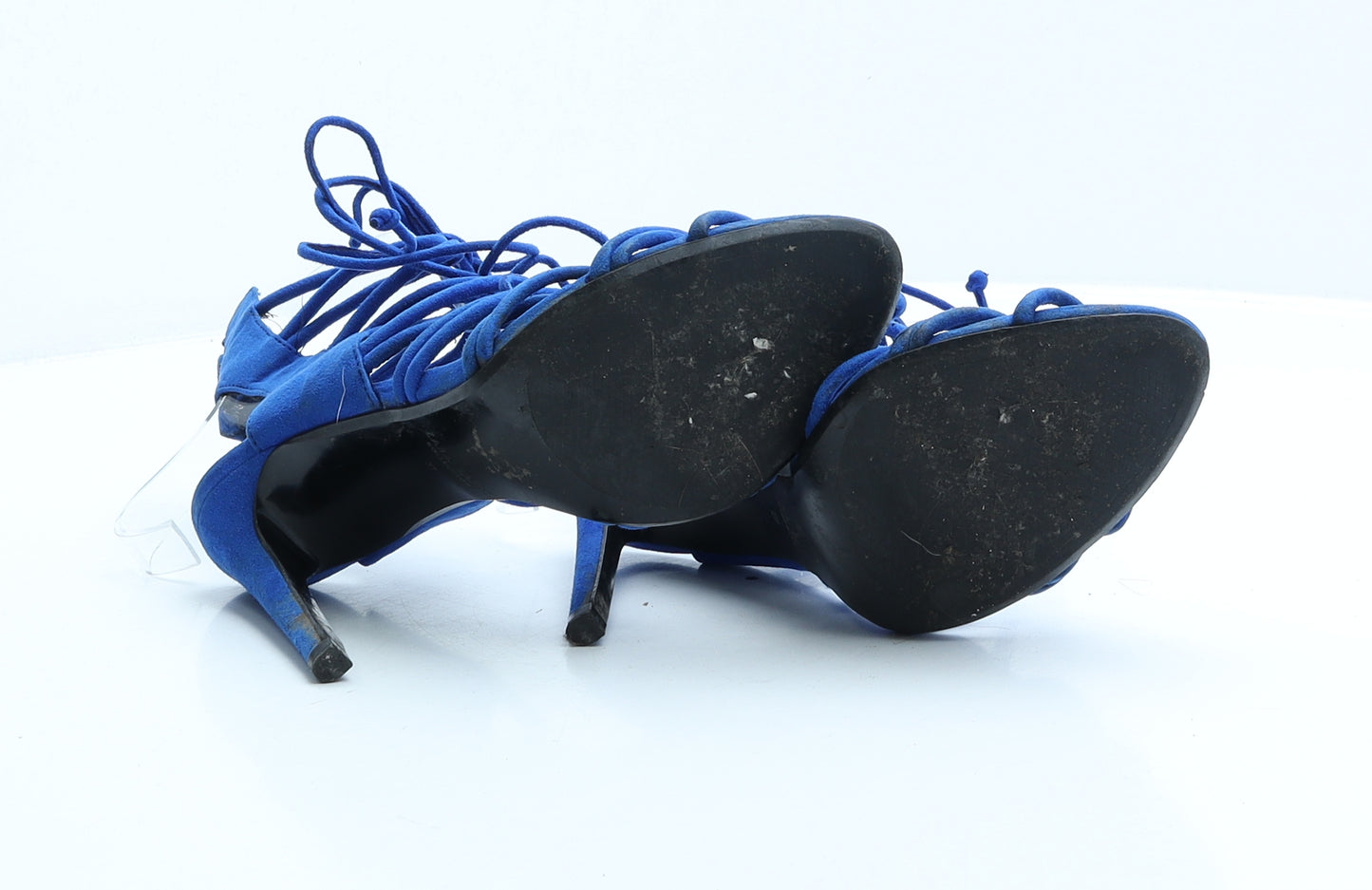 Zara Womens Blue Faux Suede Strappy Heel UK 4 EUR 37