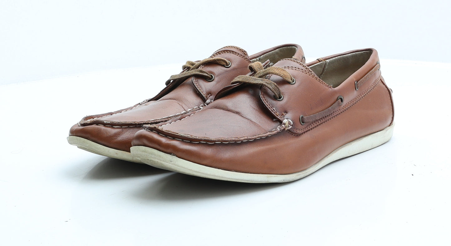 NEXT Mens Brown Faux Leather Boat Shoe Casual UK 9 EUR 43