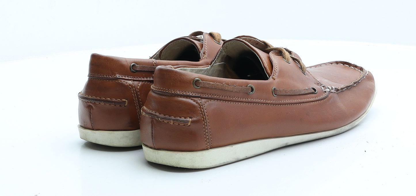 NEXT Mens Brown Faux Leather Boat Shoe Casual UK 9 EUR 43